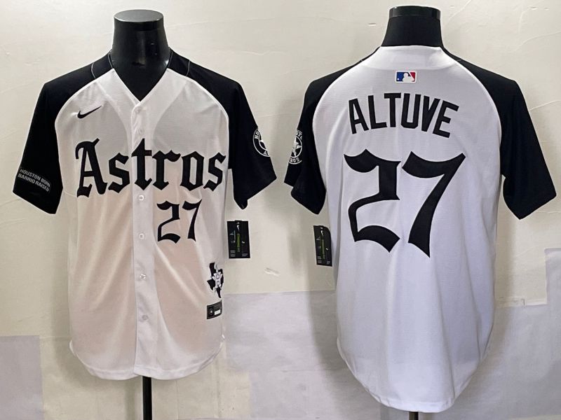 Men 2025 Houston Astros #27 Altuve White Black Five generations Joint Name Nike MLB Jersey style 7->houston astros->MLB Jersey